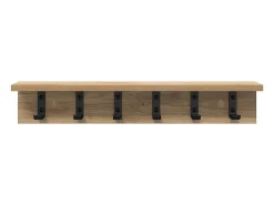 Perchero de pared de roble hecho a mano 60 x 10,5 x 10,5 cm