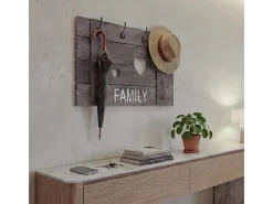 Perchero de pared MCW-C89 Family, estilo shabby chic, marrón, desgastado