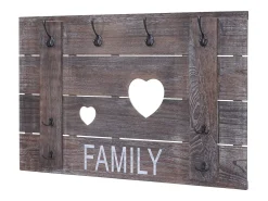 Perchero de pared MCW-C89 Family, estilo shabby chic, marrón, desgastado