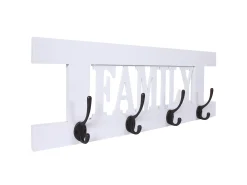Perchero de pared MCW-C60 Family Shabby look, lacado blanco