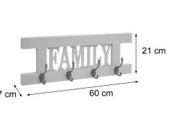 Perchero de pared MCW-C60 Family Shabby look, lacado blanco