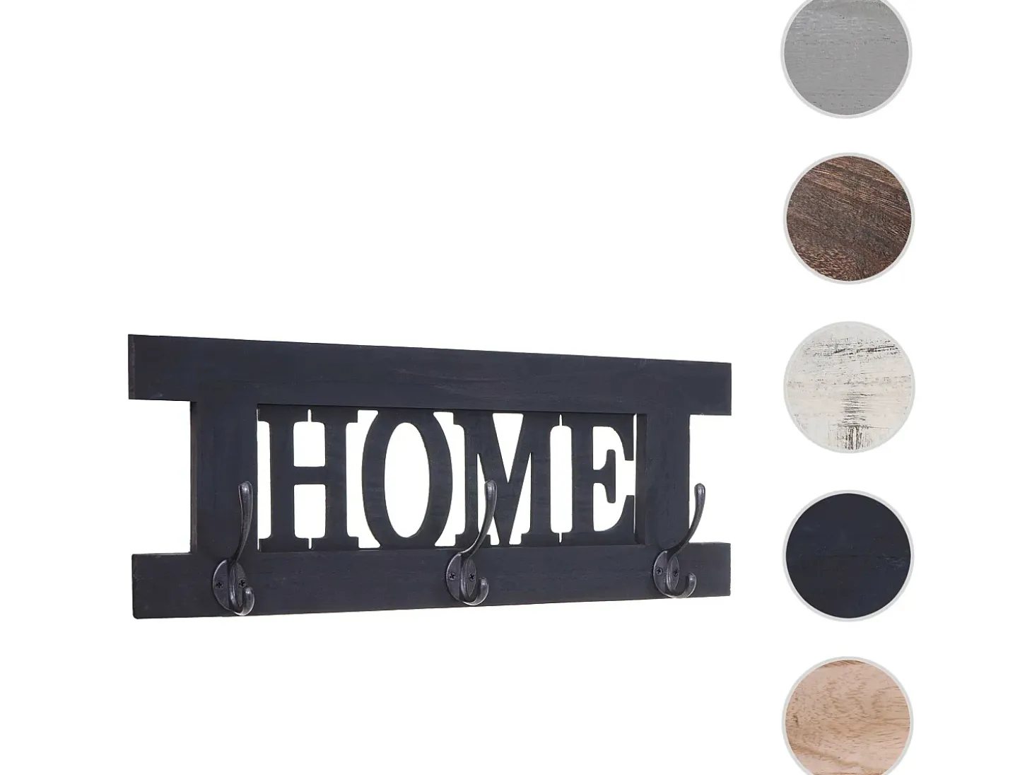 Perchero de pared MCW-C60 Home Shabby look, gris oscuro