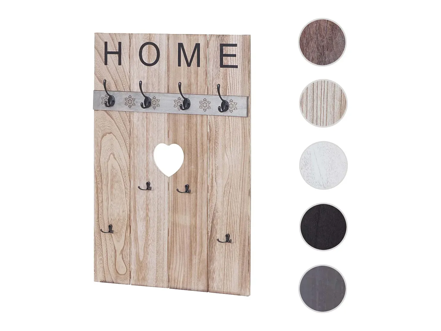 Perchero de pared MCW-C89 Home Shabby-Look, marrón natural