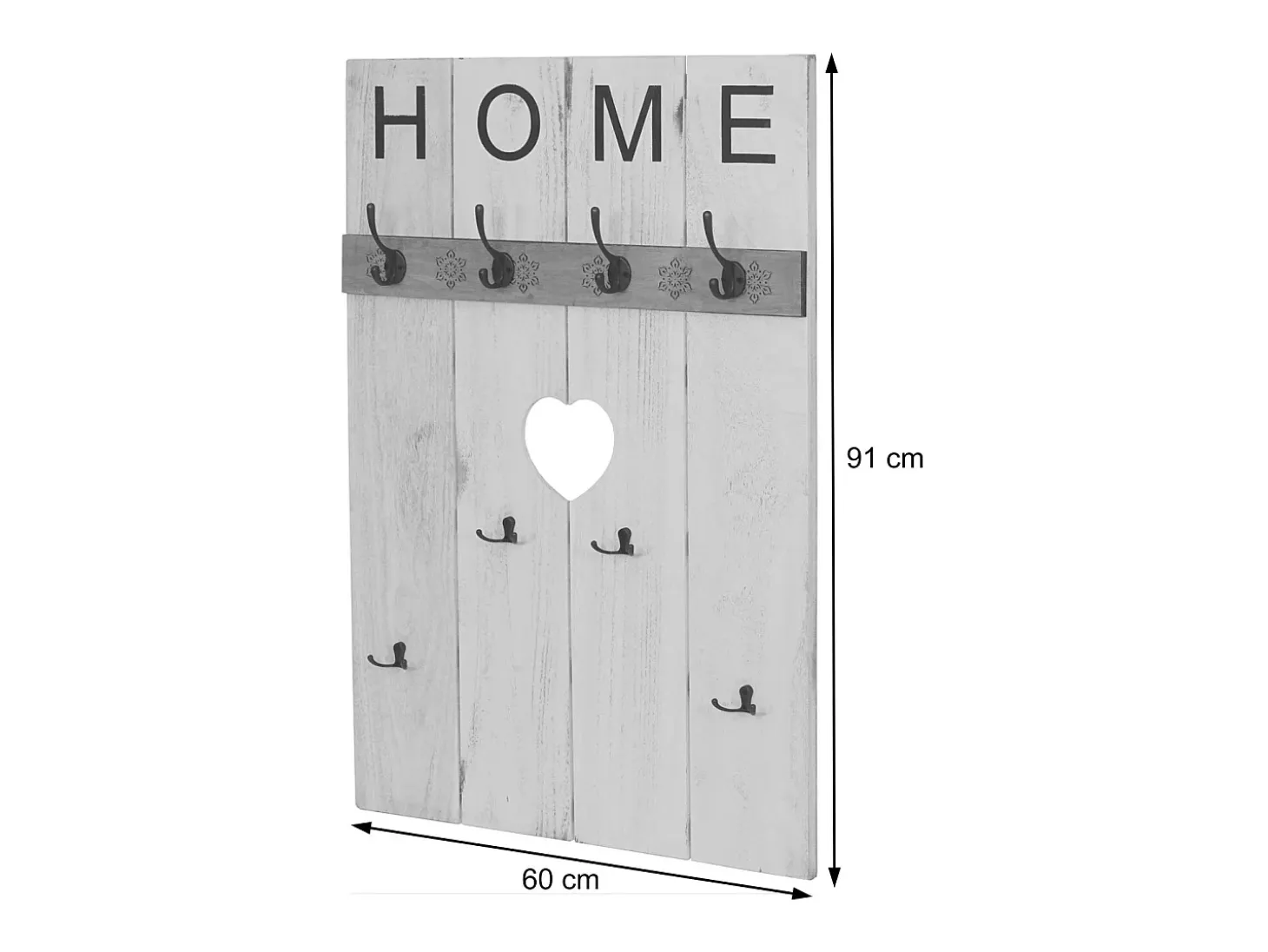 Perchero de pared MCW-C89 Home Shabby-Look, marrón natural