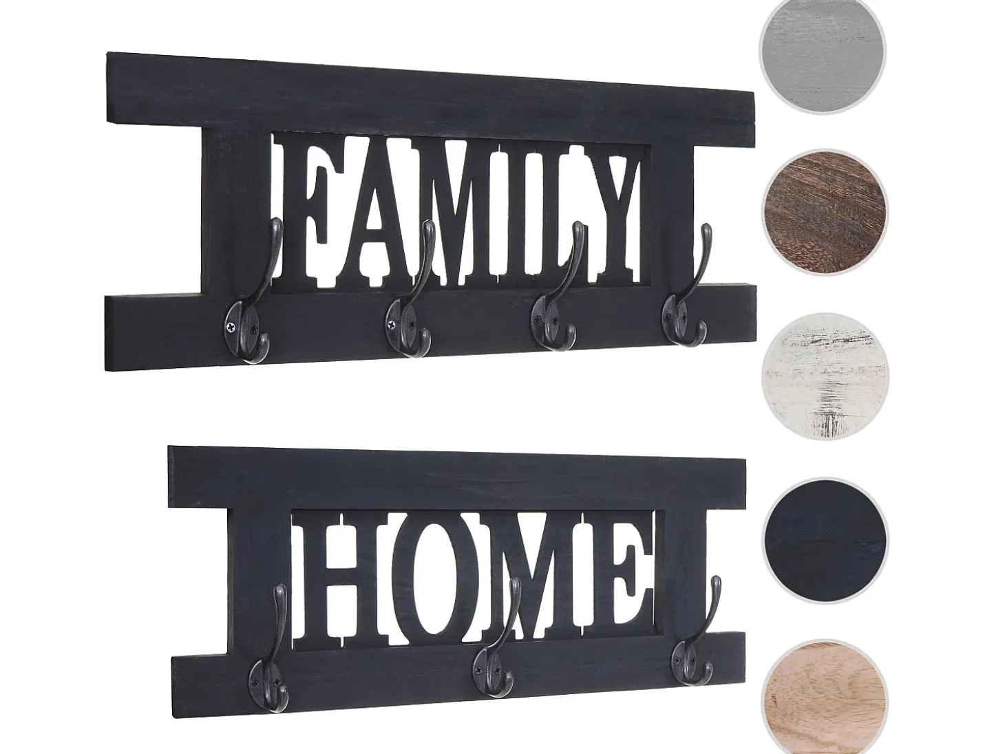 Perchero de pared MCW-C60 Shabby (2 piezas), gris oscuro