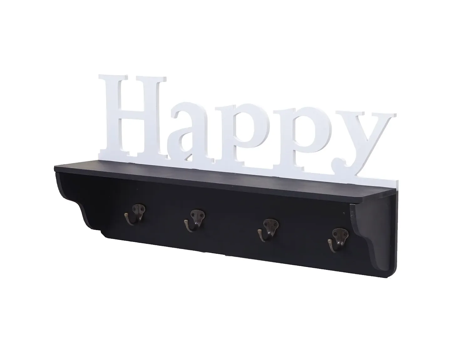 Perchero de pared MCW-D41 Happy 4 ganchos, blanco/negro