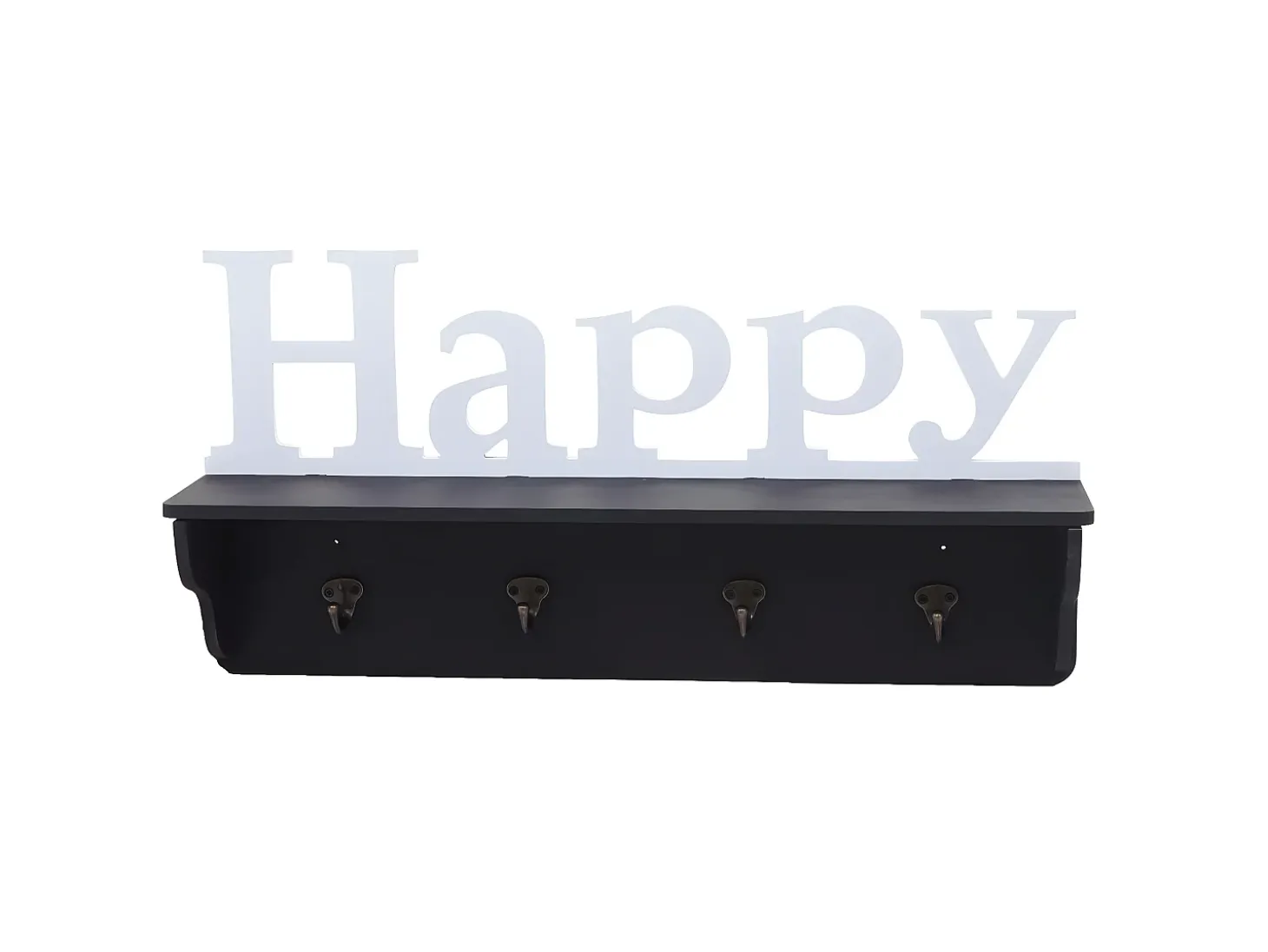 Perchero de pared MCW-D41 Happy 4 ganchos, blanco/negro