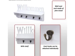 Perchero de pared MCW-D41 Welcome 4 ganchos, blanco