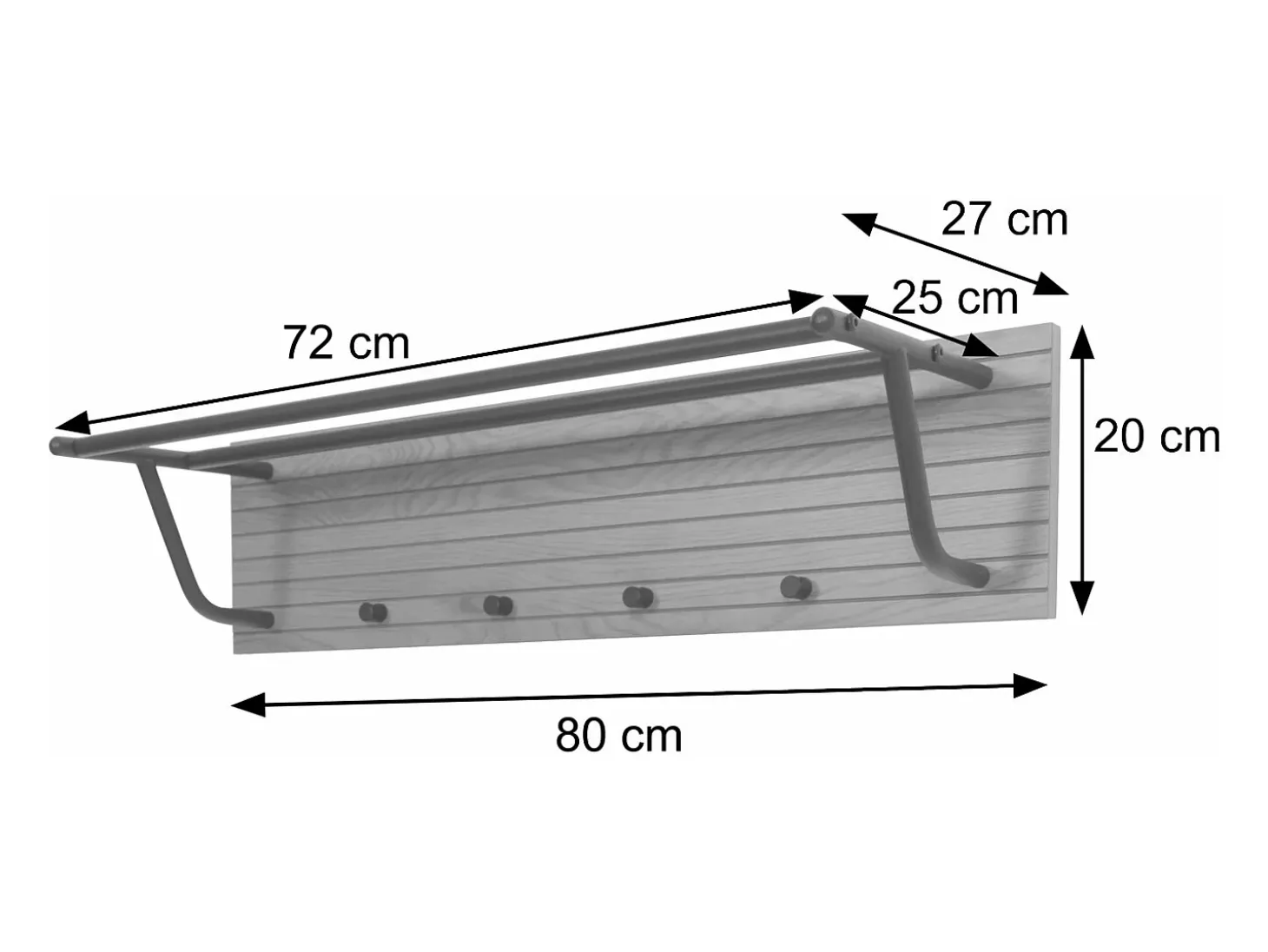 Perchero de pared MCW-N78, marrón oscuro