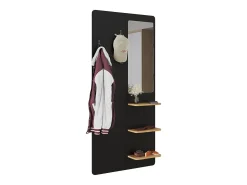 Perchero de pared negro/roble 70x15x150 jochen