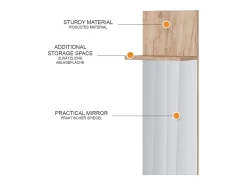 Perchero de pared roble dorado 36x21.6x135 siri