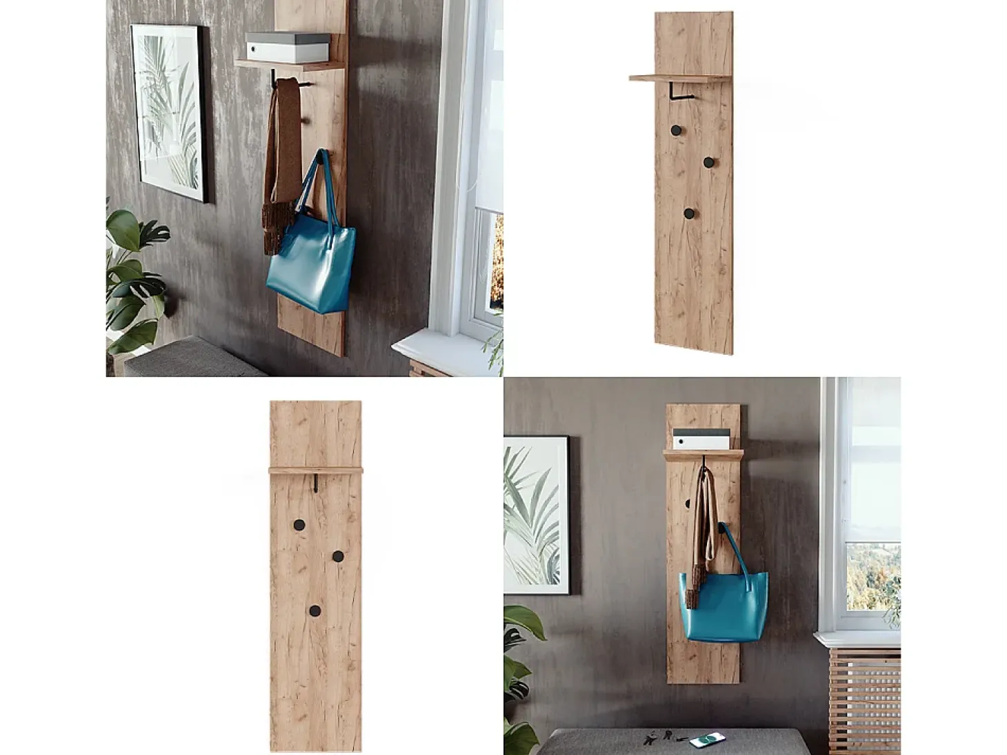 Perchero de pared roble dorado 36x21.6x135 siri