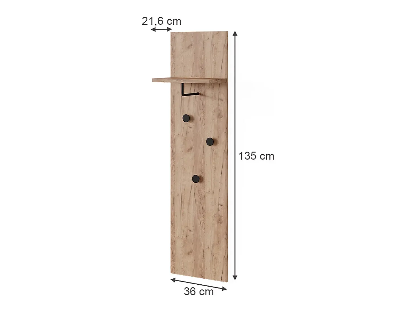 Perchero de pared roble dorado 36x21.6x135 siri