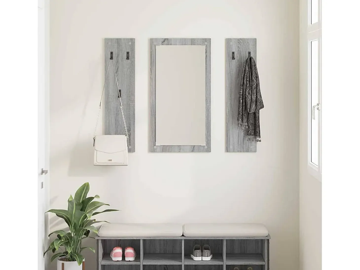 Perchero de pared Sonoma gris 96 x 1,5 x 90 cm