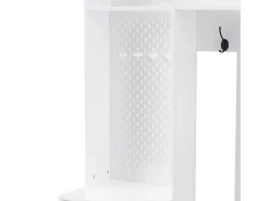 Perchero de pasillo con banco tapizado, 4 ganchos, 2 cajones - blanco - 100x35x180 cm