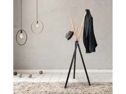 Perchero de pie moderno estilo escandinavo madera metal negro Zavest