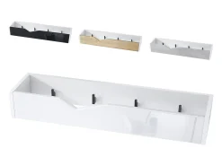 Perchero gancho de pared panel para colgar ropa Kolmio, cuerpo en blanco mate, frente en burdeos de alto brillo 83,5 x 12,5 x 21 cm