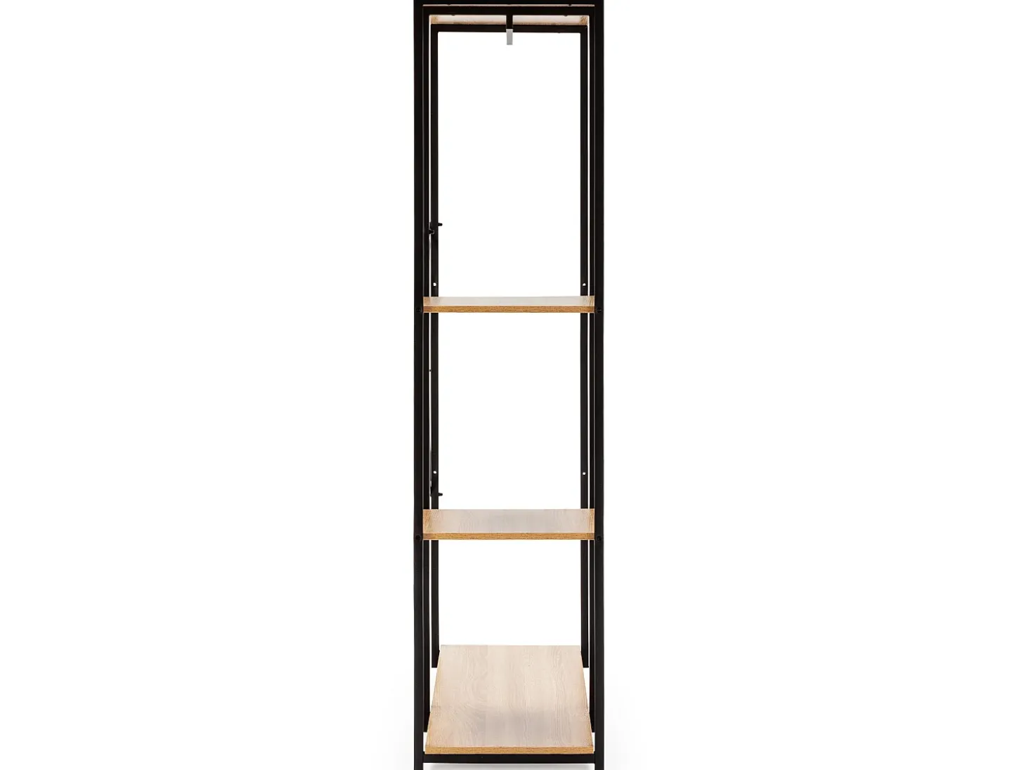Perchero Lola con banco 3 estantes, color roble/negro, 167 cm altura