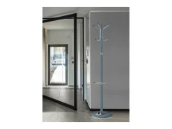 Perchero mod. 421 con paragüero herrajes en cromo satinado lacado azul, 180 cm(alto)37 cm