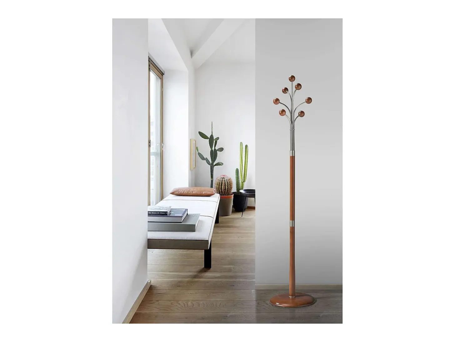 Perchero moderno mod. 426 herrajes cromo satinado lacado cerezo, 189 cm(alto)37 cm(ancho)