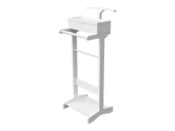 Perchero portátil con almacenaje, diseño multifuncional, MDF y madera maciza, blanco (44x36,5x110 cm)