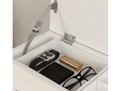 Perchero portátil con almacenaje, diseño multifuncional, MDF y madera maciza, blanco (44x36,5x110 cm)