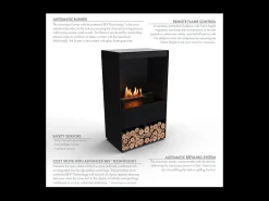 Planika - Senso Stove BEV Chimenea de bioetanol sin ventilación, control remoto, acero, estufa de bioetanol