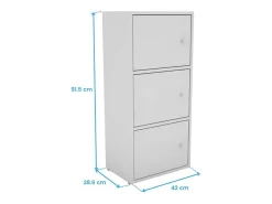 Plea salón 1 armario 3 puertas y 1 estantería 3 niveles blanco 184x42x29 cm