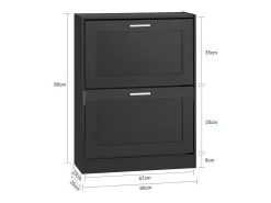 Preventa-SoBuy FSR137-SCH Zapatero estrecho con 2 Solapas 60 x 25 x 80 cm Negro