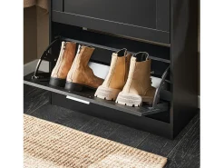 Preventa-SoBuy FSR137-SCH Zapatero estrecho con 2 Solapas 60 x 25 x 80 cm Negro