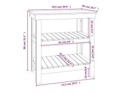 Prolenta Premium - Banco de trabajo de madera maciza de pino gris 78,5x50x80 cm