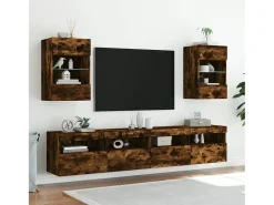 Prolenta Premium - Muebles TV de pared luces LED 2 uds roble ahumado 40x30x60,5 cm