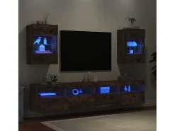 Prolenta Premium - Muebles TV de pared luces LED 2 uds roble ahumado 40x30x60,5 cm