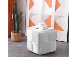 Puf Courdoruy diseño cuadrado blanco 41x45x45 cm Adec