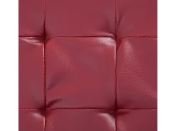 Puf de almacenaje de 87,5 cm en piel sintética color burdeos y rojo