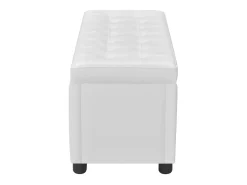 Puf de almacenamiento de cuero sintético blanco