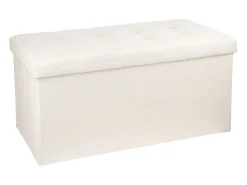 Puf Plegable Doble Lysandre Contemporáneo Terciopelo Beige Tapa 76x38 cm
