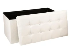 Puf Plegable Doble Lysandre Contemporáneo Terciopelo Beige Tapa 76x38 cm