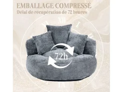 Puf Sillón Alto Gris - Modelo Grande - Incluye 3 Cojines - Ultra Suave y Multiusos - para Adultos y Niños