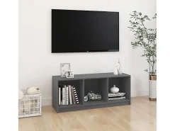 Qara Mueble de TV madera maciza de pino gris 104x33x41 cm