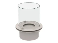 Quemador redondo con cristal para chimenea de bioetanol de acero inoxidable biochimenea 1,5 lt d.25