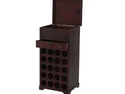 Ródano botellero 20 botellas cajón, Estantería para vinos Calvados Estantería de madera estilo colonial, para 20 botellas, con cajón