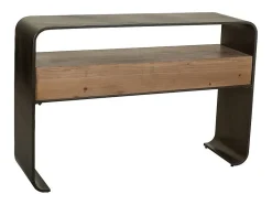 Recibidor De Madera Y Metal Negro
