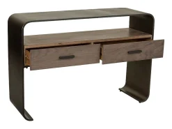Recibidor De Madera Y Metal Negro