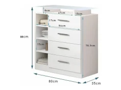 Recibidor para Entrada Pasillo en Blanco con LED 80x35x88cm Paola 4C