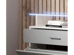 Recibidor zapatero para Entrada Pasillo en Blanco y Gris con LED 89x24x105cm Paola