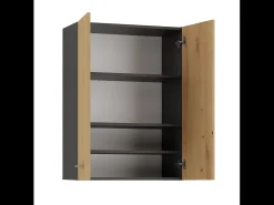 REGGY - Perchero de pared + espejo grande - 6 ganchos dobles - Estante - Mueble de entrada - 85x82x15cm
