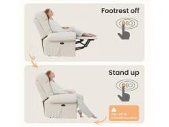 Relájate sillón de terciopelo eléctrico de teddy, silla de ocio ajustable con USB, anti -estatal con reposapiés - 96x97x104cm beige