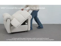 Relájate sillón de terciopelo eléctrico de teddy, silla de ocio ajustable con USB, anti -estatal con reposapiés - 96x97x104cm beige