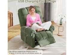 Relájate sillón de terciopelo eléctrico de sillón, silla de ocio ajustable con USB, respaldo ajustable, antiestático con reposapiés - 96x97x104cm verde